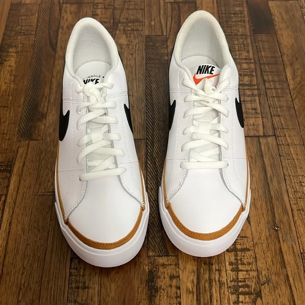 Nike Court Legacy White Black Brown Sneakers Youth 6.5  or Women’s 7.5 NWT